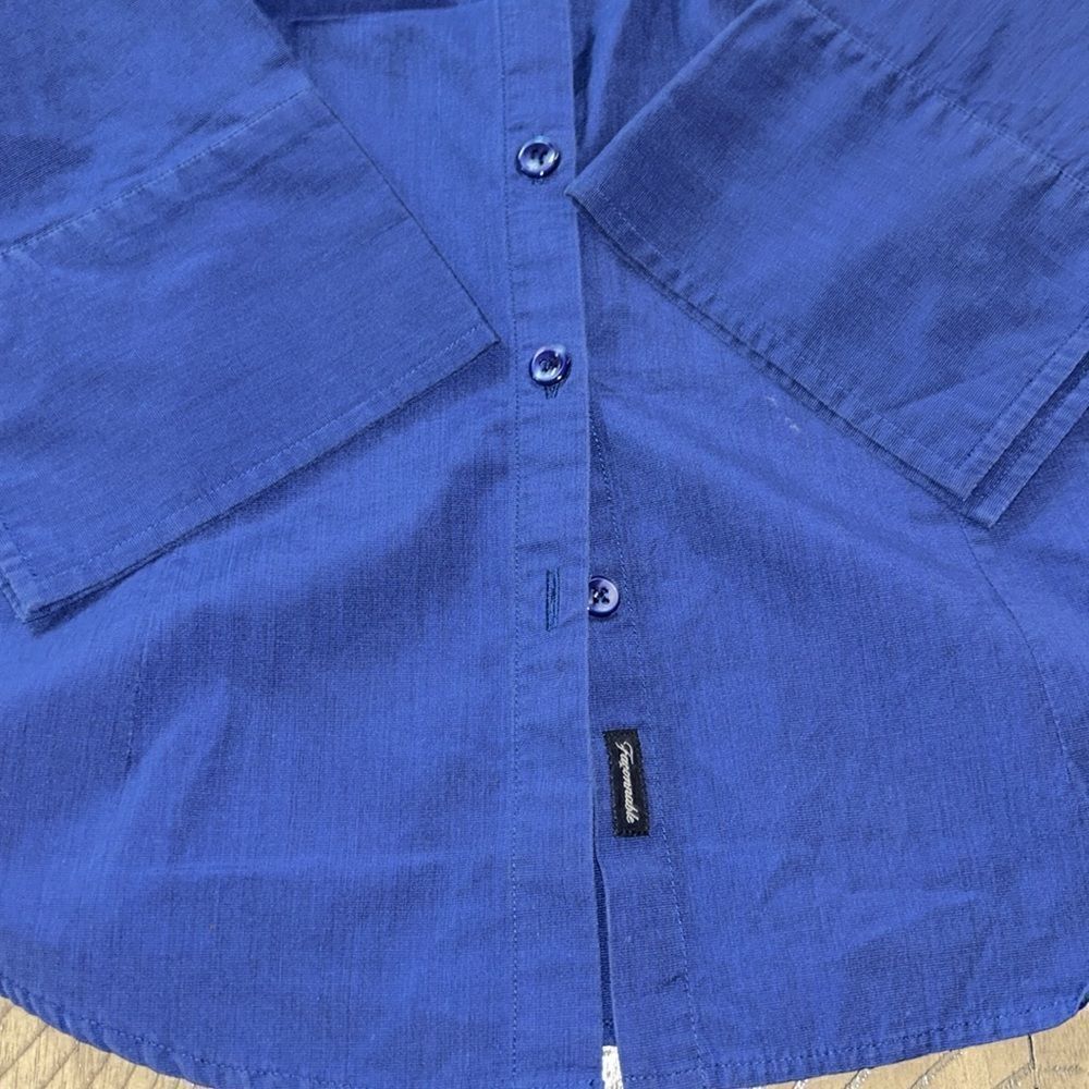 FaconnableNavy 🛳️cottonShirt 👕 3/4 sleeve DeepMediterraneanBlue. Chic Polished - Picture 15 of 17